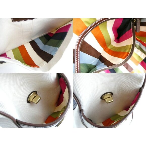 Coach Cream Chalk Brown Canvas Shoulder Bag Tote 10779 - Picture 8 of 16